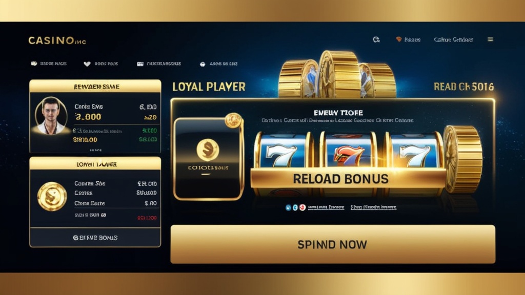 Casino-Dashboard mit Bonus für Bestandskunden und Slot-Reels